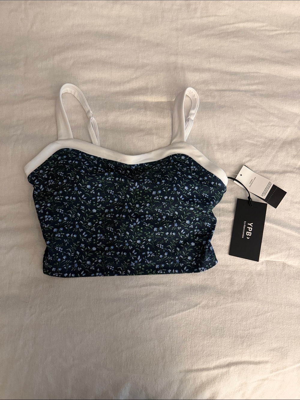 Abercrombie & Fitch Navy Floral Cami with White Trim